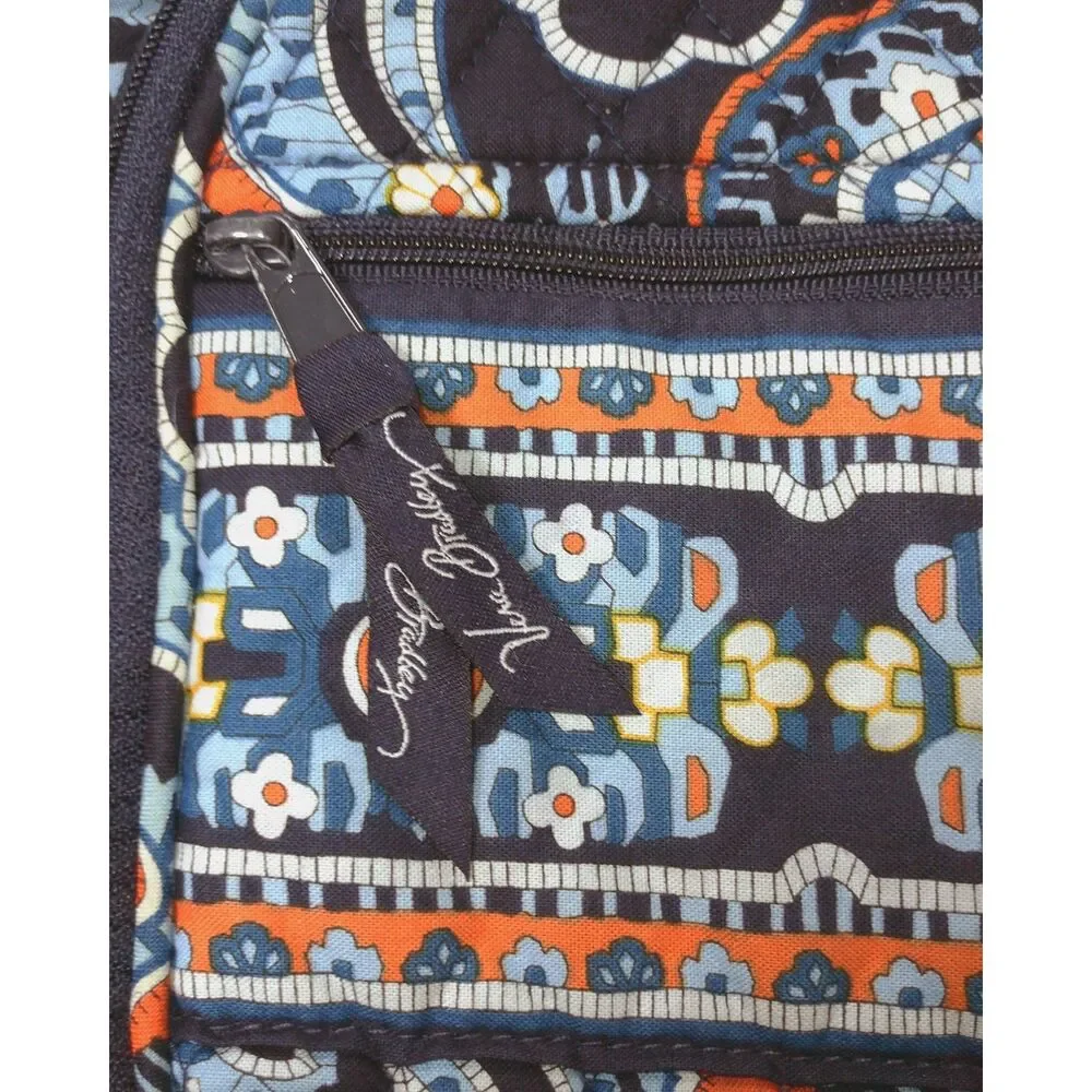 Vera Bradley Marrakesh Quilted Cotton Backpack School Travel Blue Orange